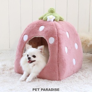 ペットハウス 室内用 犬 猫 ベッド ハウス ペットベッド 犬小屋 室内 ドーム型 ドーム いちご | 苺 ハウス (38×38cm) 小